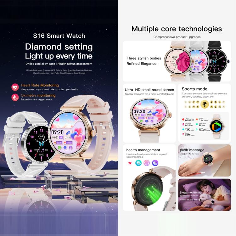 Smartwatch Y31/S16 da 1,27 pollici con chiamate Bluetooth, cardiofrequenzimetro, ossigenazione del sangue, modalità sportive, altimetro GPS e fitness tracker.