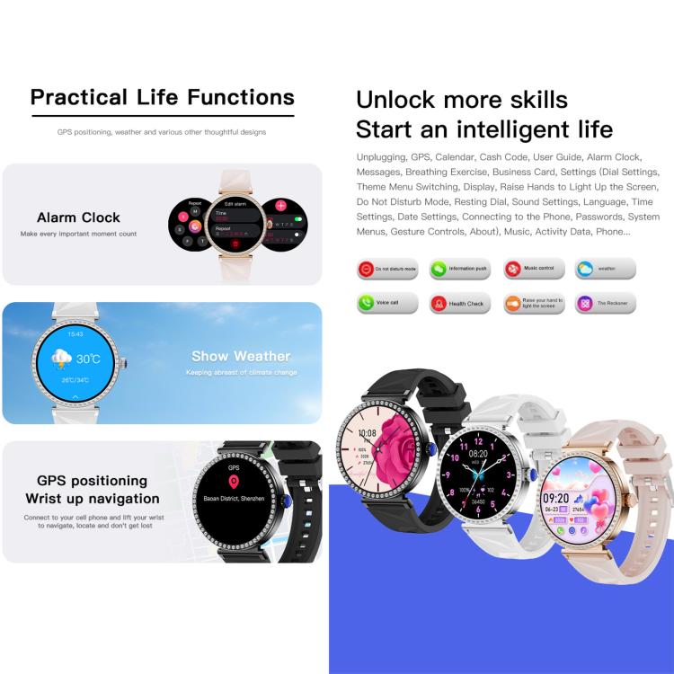 Smartwatch Y31/S16 da 1,27 pollici con chiamate Bluetooth, cardiofrequenzimetro, ossigenazione del sangue, modalità sportive, altimetro GPS e fitness tracker.