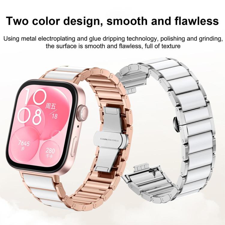Cinturino per orologio xDfind in ceramica e acciaio inossidabile, For Huawei Watch Fit4 / Fit4 Pro