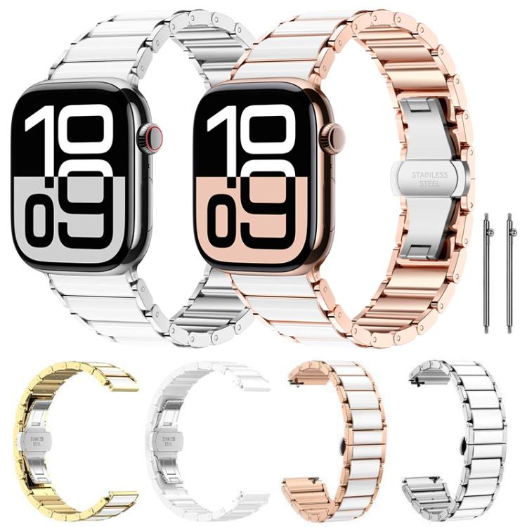 Cinturino per orologio xDfind in ceramica e acciaio inossidabile, For Apple Watch 42 / 44 / 45 / 46 / 49mm, For Apple Watch 38 / 40 / 41 / S11 42mm