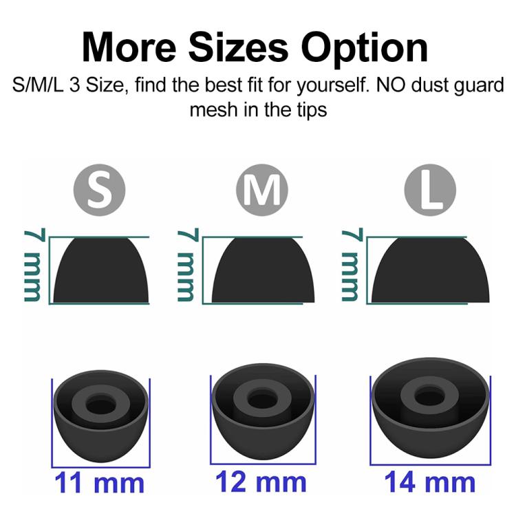 Kit di 3 paia di inserti auricolari in silicone di ricambio XDcase, taglie S/M/L, For Samsung Galaxy Buds2 Pro / Buds+