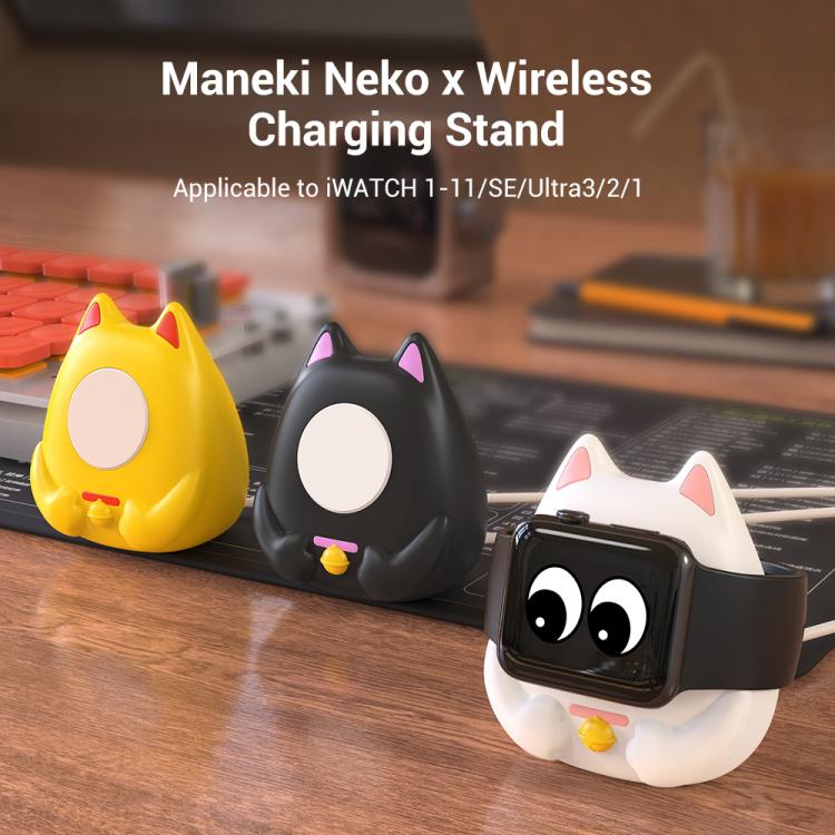 XDcase per Apple Watch con design a gatto portafortuna e supporto di ricarica per smartwatch.