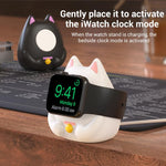 XDcase per Apple Watch con design a gatto portafortuna e supporto di ricarica per smartwatch.