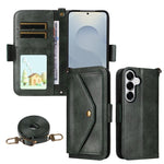 Custodia per telefono a tracolla in pelle di vacchetta con scomparti multipli per carte., For Samsung Galaxy S26+ 5G, For Samsung Galaxy S26 Ultra 5G, For Galaxy S26 Ultra 5G, For Samsung Galaxy S26 5G