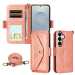 Custodia per telefono a tracolla in pelle di vacchetta con scomparti multipli per carte., For Samsung Galaxy S26+ 5G, For Samsung Galaxy S26 Ultra 5G, For Galaxy S26 Ultra 5G, For Samsung Galaxy S26 5G