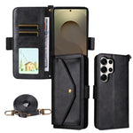 Custodia per telefono a tracolla in pelle di vacchetta con scomparti multipli per carte., For Samsung Galaxy S26+ 5G, For Samsung Galaxy S26 Ultra 5G, For Galaxy S26 Ultra 5G, For Samsung Galaxy S26 5G