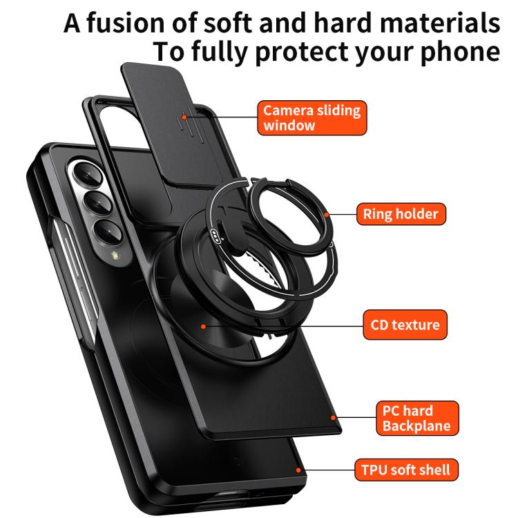 Custodia per telefono multifunzionale magnetica antiurto con finestra scorrevole per obiettivo., For Galaxy Z Fold4 5G, For Galaxy Z Flip4 5G, For Galaxy Z Flip3 5G, For Galaxy Z Fold3 5G