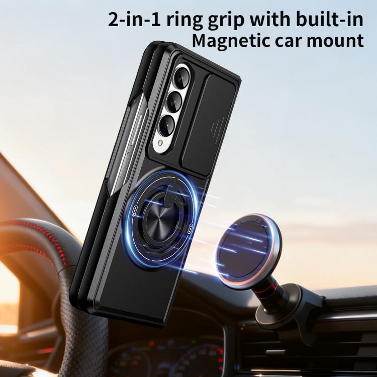 Custodia per telefono multifunzionale magnetica antiurto con finestra scorrevole per obiettivo., For Galaxy Z Fold4 5G, For Galaxy Z Flip4 5G, For Galaxy Z Flip3 5G, For Galaxy Z Fold3 5G