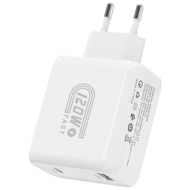 Caricabatterie rapido HX119 da 120 W con doppia interfaccia USB e Type-C, EU Plug, UK Plug, US Plug