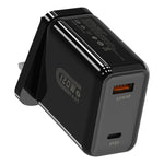 Caricabatterie rapido HX119 da 120 W con doppia interfaccia USB e Type-C, EU Plug, UK Plug, US Plug