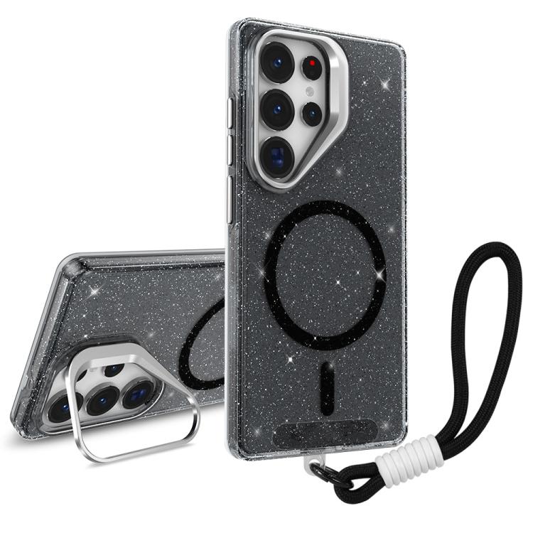 Supporto per fotocamera, custodia magnetica glitterata per telefono con cordino, For Samsung Galaxy S23 Ultra 5G, For Samsung Galaxy S23+ 5G, For Samsung Galaxy S23 5G, For Samsung Galaxy S22 Ultra 5G