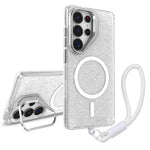 Supporto per fotocamera, custodia magnetica glitterata per telefono con cordino, For Samsung Galaxy S23 Ultra 5G, For Samsung Galaxy S23+ 5G, For Samsung Galaxy S23 5G, For Samsung Galaxy S22 Ultra 5G