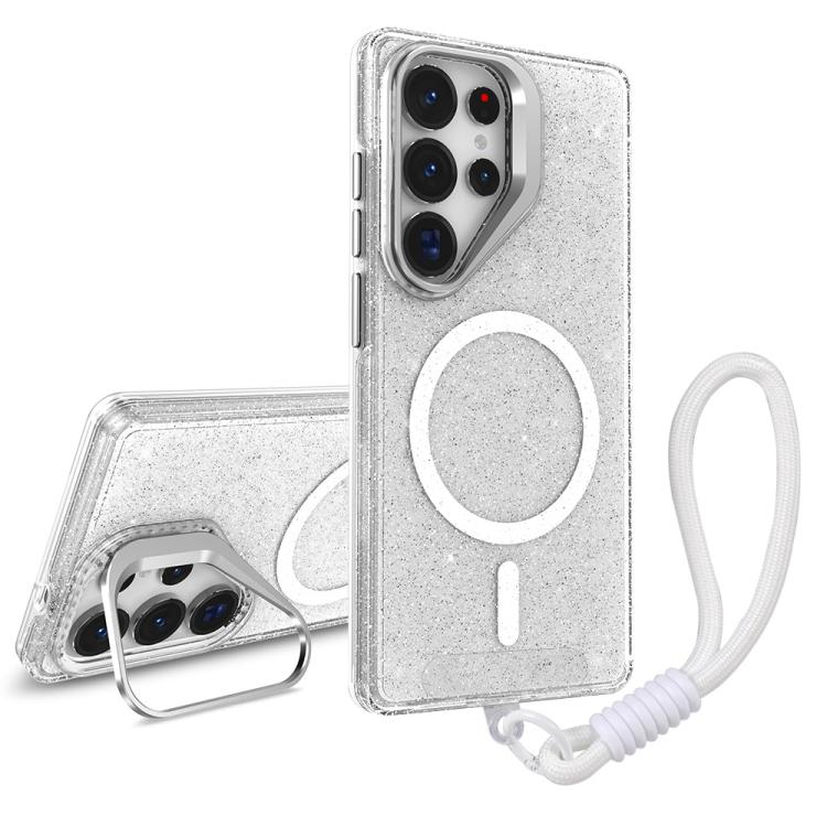 Supporto per fotocamera, custodia magnetica glitterata per telefono con cordino, For Samsung Galaxy S23 Ultra 5G, For Samsung Galaxy S23+ 5G, For Samsung Galaxy S23 5G, For Samsung Galaxy S22 Ultra 5G
