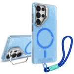 Supporto per fotocamera, custodia magnetica glitterata per telefono con cordino, For Samsung Galaxy S23 Ultra 5G, For Samsung Galaxy S23+ 5G, For Samsung Galaxy S23 5G, For Samsung Galaxy S22 Ultra 5G