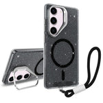 Supporto per fotocamera, custodia magnetica glitterata per telefono con cordino, For Samsung Galaxy S23 Ultra 5G, For Samsung Galaxy S23+ 5G, For Samsung Galaxy S23 5G, For Samsung Galaxy S22 Ultra 5G