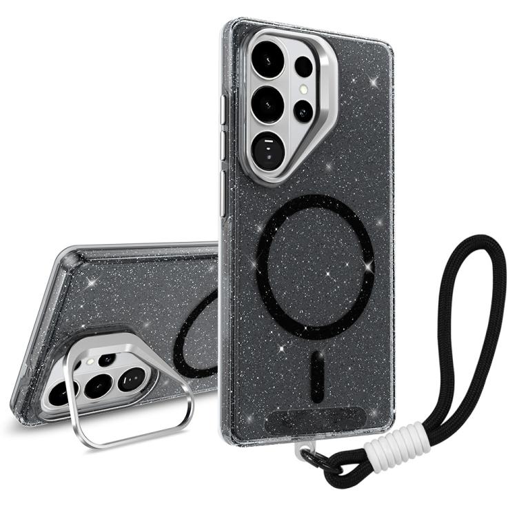 Supporto per fotocamera, custodia magnetica glitterata per telefono con cordino, For Samsung Galaxy S24 Ultra 5G, For Samsung Galaxy S24+ 5G, For Samsung Galaxy S24 5G, For Samsung Galaxy S23 FE 5G
