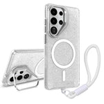 Supporto per fotocamera, custodia magnetica glitterata per telefono con cordino, For Samsung Galaxy S24 Ultra 5G, For Samsung Galaxy S24+ 5G, For Samsung Galaxy S24 5G, For Samsung Galaxy S23 FE 5G