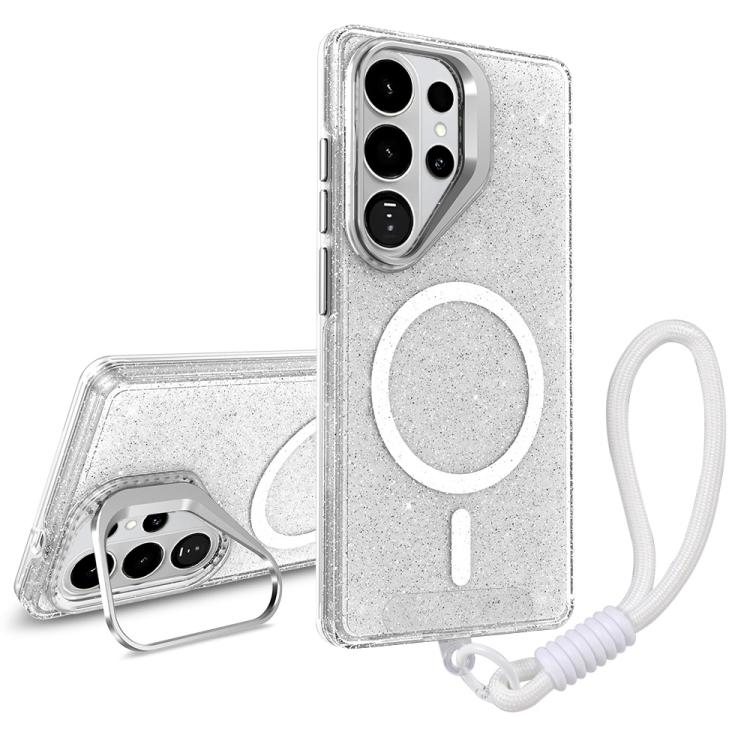 Supporto per fotocamera, custodia magnetica glitterata per telefono con cordino, For Samsung Galaxy S24 Ultra 5G, For Samsung Galaxy S24+ 5G, For Samsung Galaxy S24 5G, For Samsung Galaxy S23 FE 5G