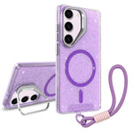 Supporto per fotocamera, custodia magnetica glitterata per telefono con cordino, For Samsung Galaxy S23 Ultra 5G, For Samsung Galaxy S23+ 5G, For Samsung Galaxy S23 5G, For Samsung Galaxy S22 Ultra 5G