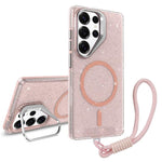Supporto per fotocamera, custodia magnetica glitterata per telefono con cordino, For Samsung Galaxy S23 Ultra 5G, For Samsung Galaxy S23+ 5G, For Samsung Galaxy S23 5G, For Samsung Galaxy S22 Ultra 5G