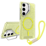 Supporto per fotocamera, custodia magnetica glitterata per telefono con cordino, For Samsung Galaxy S25 5G, For Samsung Galaxy S25+ 5G, For Samsung Galaxy S25 Ultra 5G, For Samsung Galaxy S24 FE 5G