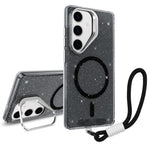 Supporto per fotocamera, custodia magnetica glitterata per telefono con cordino, For Samsung Galaxy S24 Ultra 5G, For Samsung Galaxy S24+ 5G, For Samsung Galaxy S24 5G, For Samsung Galaxy S23 FE 5G