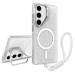 Supporto per fotocamera, custodia magnetica glitterata per telefono con cordino, For Samsung Galaxy S24 Ultra 5G, For Samsung Galaxy S24+ 5G, For Samsung Galaxy S24 5G, For Samsung Galaxy S23 FE 5G