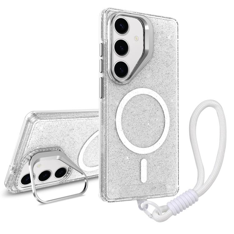 Supporto per fotocamera, custodia magnetica glitterata per telefono con cordino, For Samsung Galaxy S24 Ultra 5G, For Samsung Galaxy S24+ 5G, For Samsung Galaxy S24 5G, For Samsung Galaxy S23 FE 5G