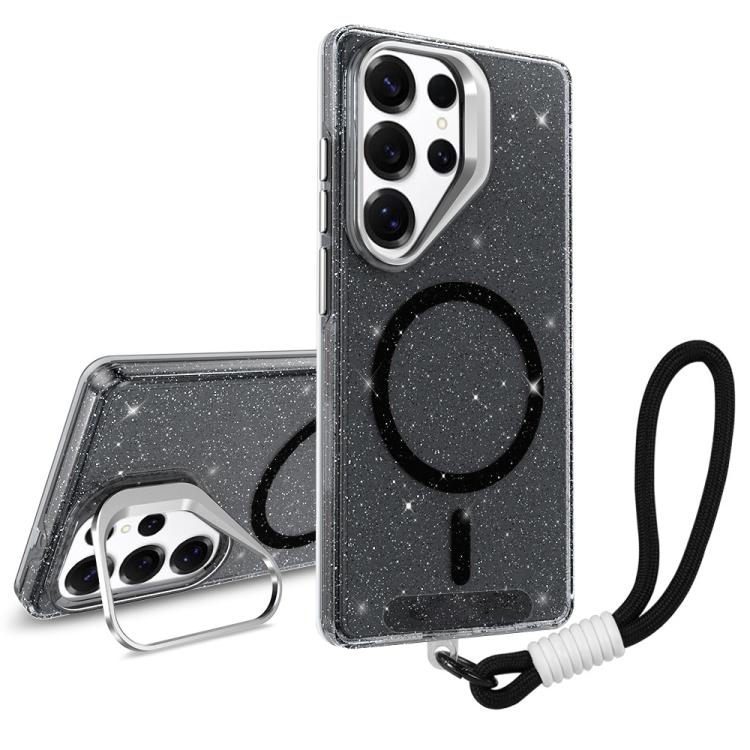 Supporto per fotocamera, custodia magnetica glitterata per telefono con cordino, For Samsung Galaxy S24 Ultra 5G, For Samsung Galaxy S24+ 5G, For Samsung Galaxy S24 5G, For Samsung Galaxy S23 FE 5G