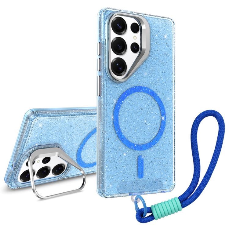 Supporto per fotocamera, custodia magnetica glitterata per telefono con cordino, For Samsung Galaxy S24 Ultra 5G, For Samsung Galaxy S24+ 5G, For Samsung Galaxy S24 5G, For Samsung Galaxy S23 FE 5G