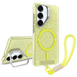 Supporto per fotocamera, custodia magnetica glitterata per telefono con cordino, For Samsung Galaxy S25 5G, For Samsung Galaxy S25+ 5G, For Samsung Galaxy S25 Ultra 5G, For Samsung Galaxy S24 FE 5G