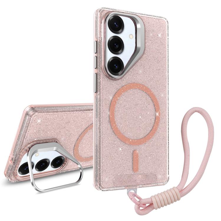 Supporto per fotocamera, custodia magnetica glitterata per telefono con cordino, For Samsung Galaxy S26+ 5G, For Samsung Galaxy S26 Ultra 5G, For Samsung Galaxy S26 5G, For Samsung Galaxy S25 FE 5G
