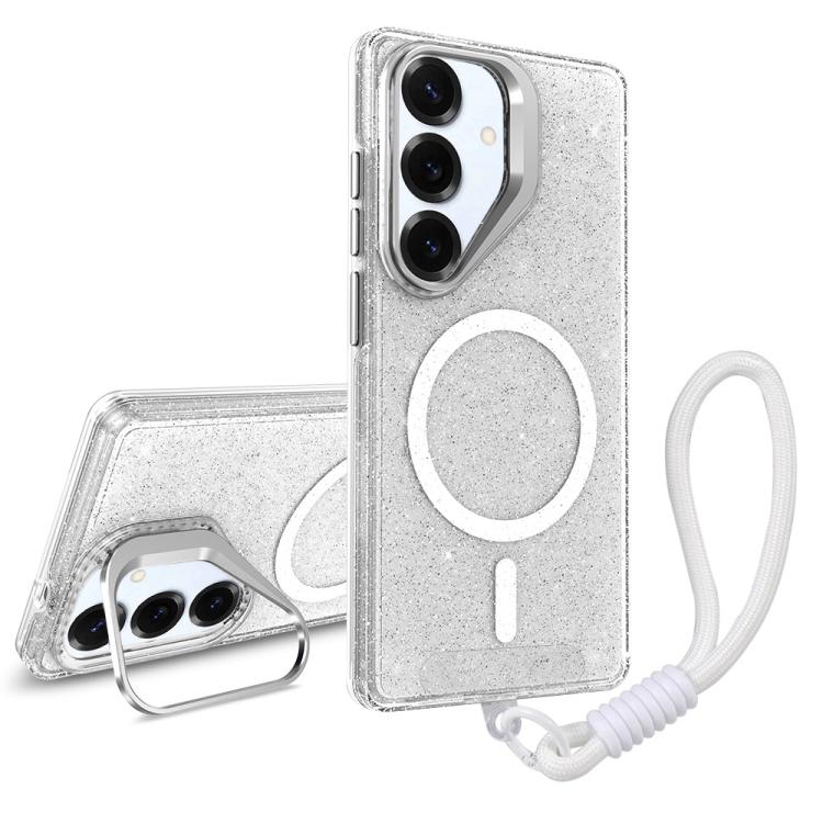 Supporto per fotocamera, custodia magnetica glitterata per telefono con cordino, For Samsung Galaxy S25 5G, For Samsung Galaxy S25+ 5G, For Samsung Galaxy S25 Ultra 5G, For Samsung Galaxy S24 FE 5G