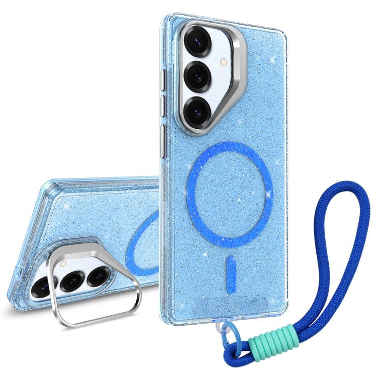 Supporto per fotocamera, custodia magnetica glitterata per telefono con cordino, For Samsung Galaxy S25 5G, For Samsung Galaxy S25+ 5G, For Samsung Galaxy S25 Ultra 5G, For Samsung Galaxy S24 FE 5G