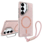 Supporto per fotocamera, custodia magnetica glitterata per telefono con cordino, For Samsung Galaxy S25 5G, For Samsung Galaxy S25+ 5G, For Samsung Galaxy S25 Ultra 5G, For Samsung Galaxy S24 FE 5G