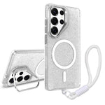 Supporto per fotocamera, custodia magnetica glitterata per telefono con cordino, For Samsung Galaxy S25 5G, For Samsung Galaxy S25+ 5G, For Samsung Galaxy S25 Ultra 5G, For Samsung Galaxy S24 FE 5G