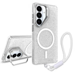 Supporto per fotocamera, custodia magnetica glitterata per telefono con cordino, For Samsung Galaxy S26+ 5G, For Samsung Galaxy S26 Ultra 5G, For Samsung Galaxy S26 5G, For Samsung Galaxy S25 FE 5G