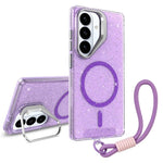 Supporto per fotocamera, custodia magnetica glitterata per telefono con cordino, For Samsung Galaxy S26+ 5G, For Samsung Galaxy S26 Ultra 5G, For Samsung Galaxy S26 5G, For Samsung Galaxy S25 FE 5G