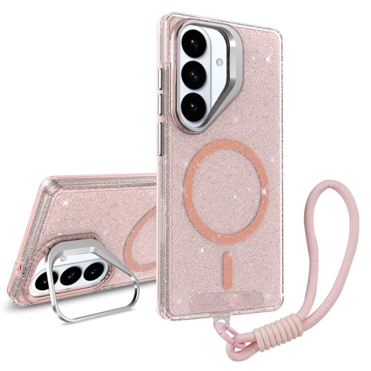 Supporto per fotocamera, custodia magnetica glitterata per telefono con cordino, For Samsung Galaxy S26+ 5G, For Samsung Galaxy S26 Ultra 5G, For Samsung Galaxy S26 5G, For Samsung Galaxy S25 FE 5G