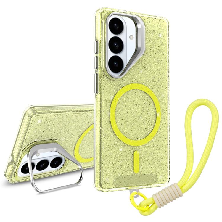 Supporto per fotocamera, custodia magnetica glitterata per telefono con cordino, For Samsung Galaxy S26+ 5G, For Samsung Galaxy S26 Ultra 5G, For Samsung Galaxy S26 5G, For Samsung Galaxy S25 FE 5G