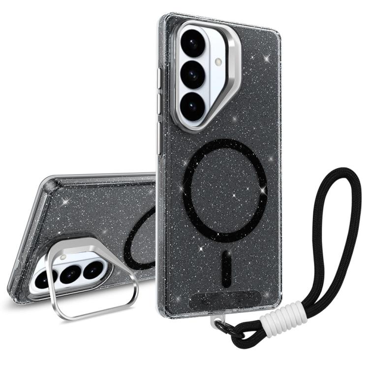 Supporto per fotocamera, custodia magnetica glitterata per telefono con cordino, For Samsung Galaxy S26+ 5G, For Samsung Galaxy S26 Ultra 5G, For Samsung Galaxy S26 5G, For Samsung Galaxy S25 FE 5G