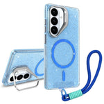Supporto per fotocamera, custodia magnetica glitterata per telefono con cordino, For Samsung Galaxy S26+ 5G, For Samsung Galaxy S26 Ultra 5G, For Samsung Galaxy S26 5G, For Samsung Galaxy S25 FE 5G
