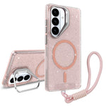 Supporto per fotocamera, custodia magnetica glitterata per telefono con cordino, For Samsung Galaxy S26+ 5G, For Samsung Galaxy S26 Ultra 5G, For Samsung Galaxy S26 5G, For Samsung Galaxy S25 FE 5G