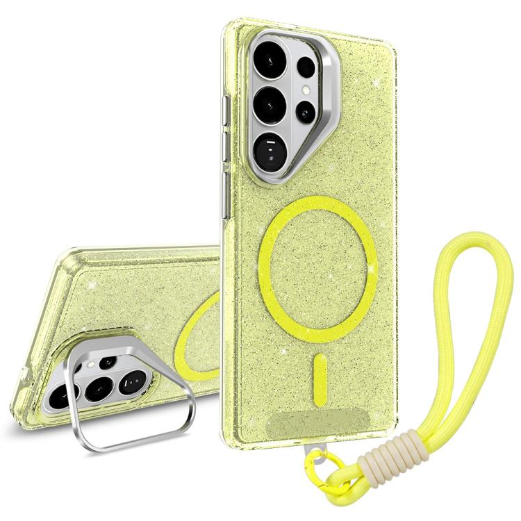 Supporto per fotocamera, custodia magnetica glitterata per telefono con cordino, For Samsung Galaxy S26+ 5G, For Samsung Galaxy S26 Ultra 5G, For Samsung Galaxy S26 5G, For Samsung Galaxy S25 FE 5G