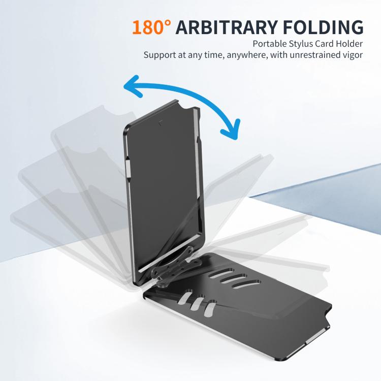 Portafoglio con clip magnetica in metallo e supporto pieghevole.