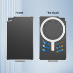 Portafoglio con clip magnetica in metallo e supporto pieghevole.