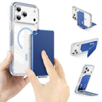 Portafoglio con clip magnetica in metallo e supporto pieghevole.