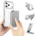 Portafoglio con clip magnetica in metallo e supporto pieghevole.
