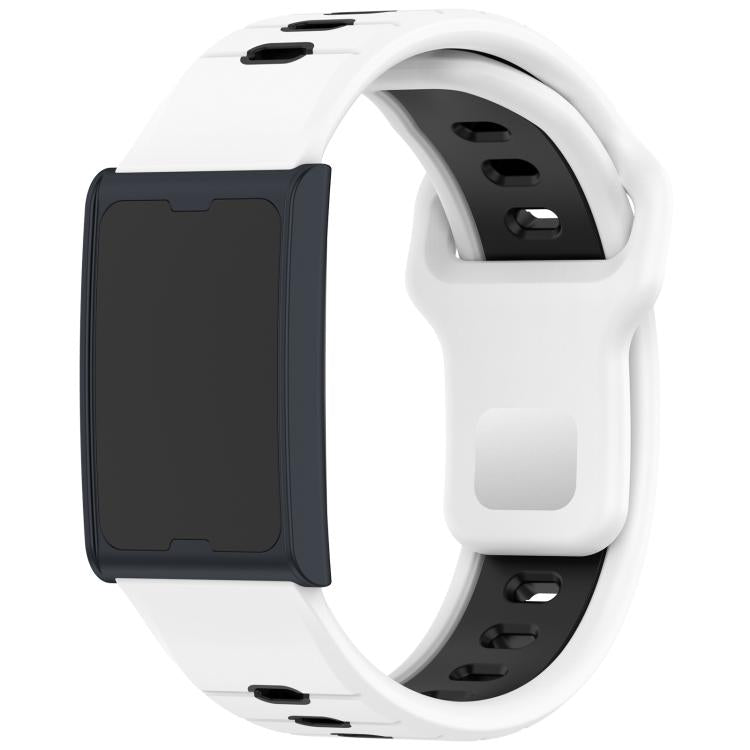 Cinturino per orologio in silicone bicolore con fibbia a strappo e strisce orizzontali., For Amazfit Helio Strap