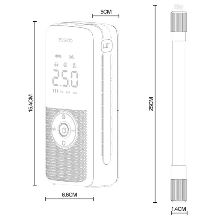 Pompa aria cordless Yesido VC17 con display LED 85W